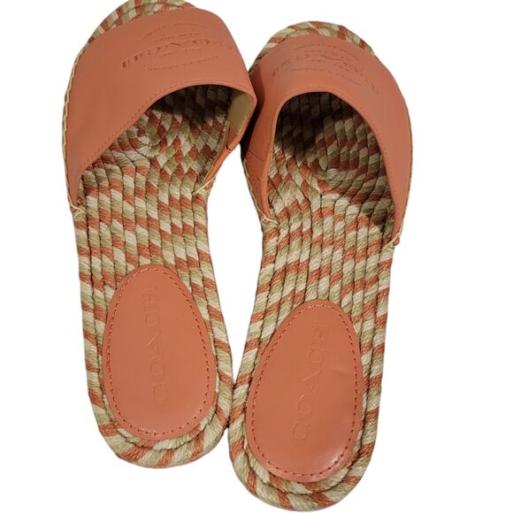Coach Cailin Espadrilles Womens 8.5 B Pink White Slip On Slides Sandals - Picture 2 of 8